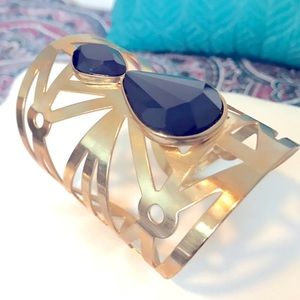 4” Blue Resin “gold” plated Cuff Bracelet